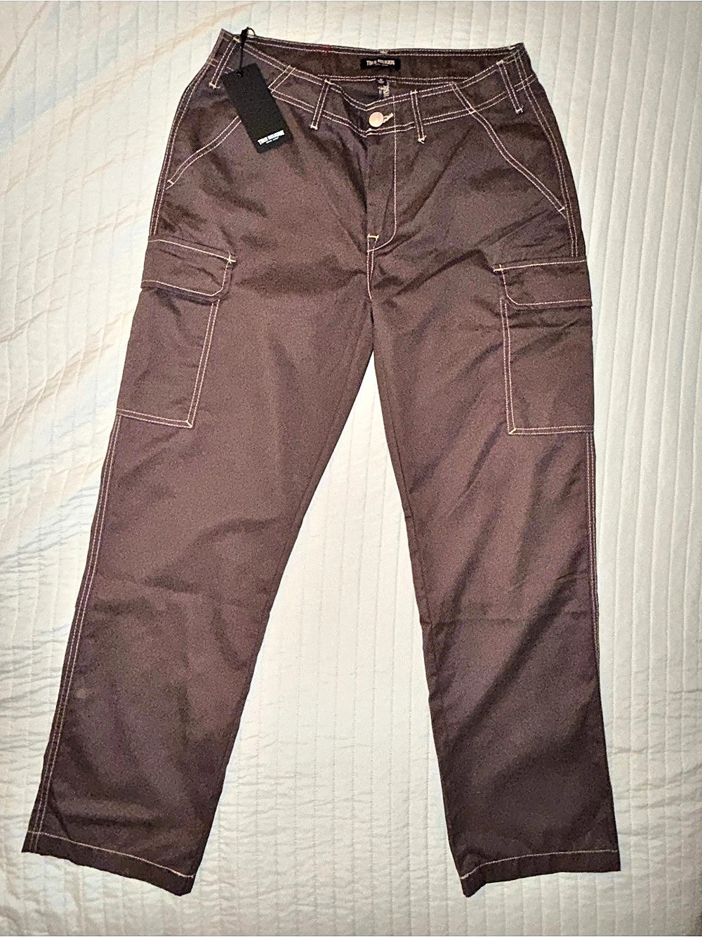 True Religion Cargo Pants Men’s 32 Bracken Brown 700820 Contrast Stitch NWT
